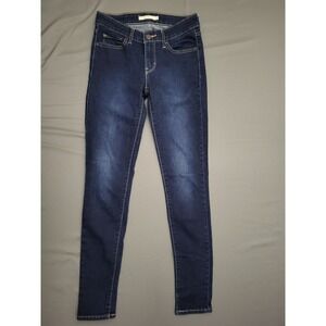 Levis 711 Skinny Jeans Womens 25 Dark Indigo Blue Wash Mid Rise Stretch Denim